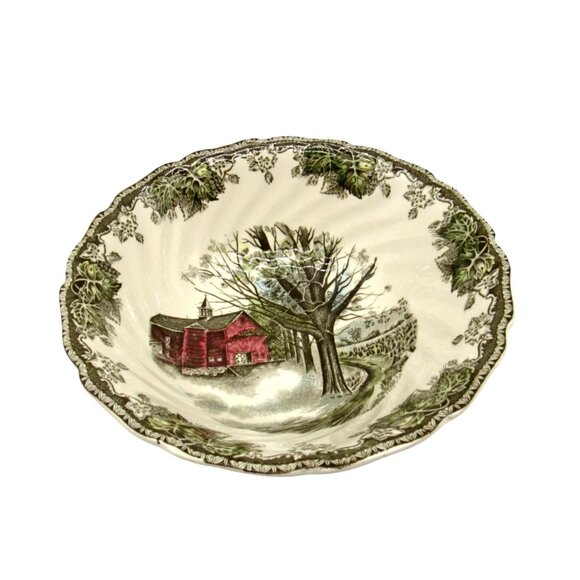 JOHNSON BROTHERS Autumn Mist Bowl Tree and Barn Village England Vintage 8.2" - Picture 3 of 8